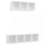 2 részes fehér szerelt fa TV-szekrény szett