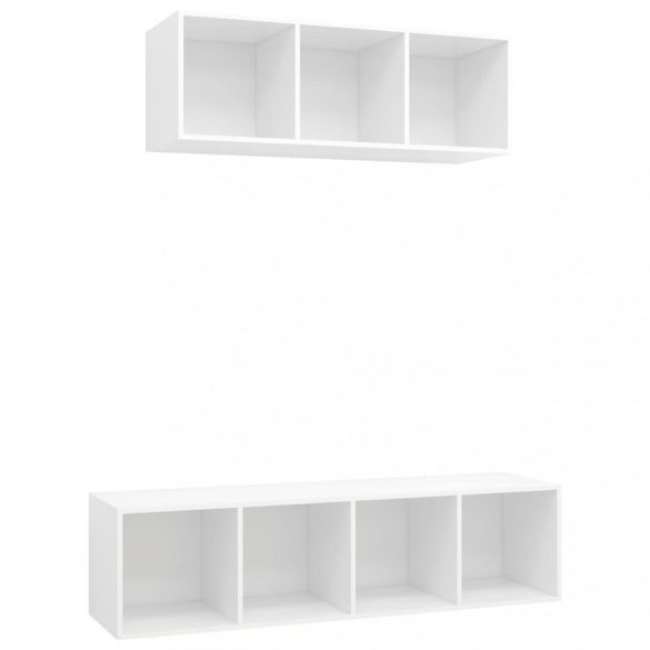 2 részes fehér szerelt fa TV-szekrény szett