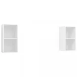 2 db fehér szerelt fa falra szerelhető TV-szekrény