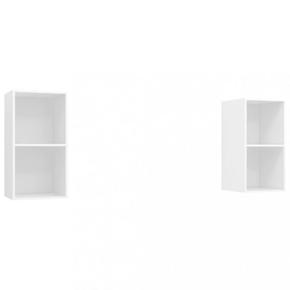 2 db fehér szerelt fa falra szerelhető TV-szekrény