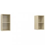 2 db tölgyszínű szerelt fa falra szerelhető TV-szekrény