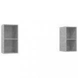 2 db betonszürke szerelt fa falra szerelhető TV-szekrény