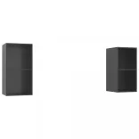 2 db magasfényű szürke szerelt fa fali TV-szekrény