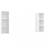 2 db fehér szerelt fa falra szerelhető TV-szekrény