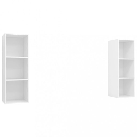 2 db fehér szerelt fa falra szerelhető TV-szekrény