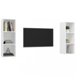 2 db fehér szerelt fa falra szerelhető TV-szekrény