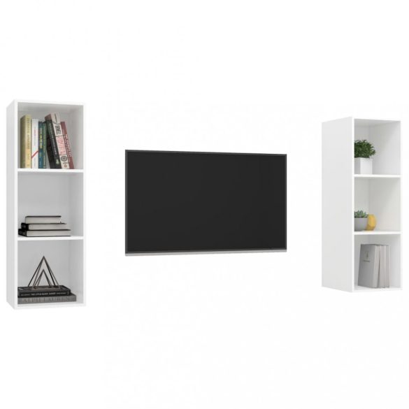 2 db fehér szerelt fa falra szerelhető TV-szekrény