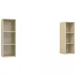 2 db tölgyszínű szerelt fa falra szerelhető TV-szekrény