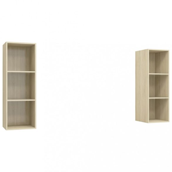 2 db tölgyszínű szerelt fa falra szerelhető TV-szekrény