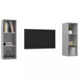 2 db betonszürke szerelt fa falra szerelhető TV-szekrény