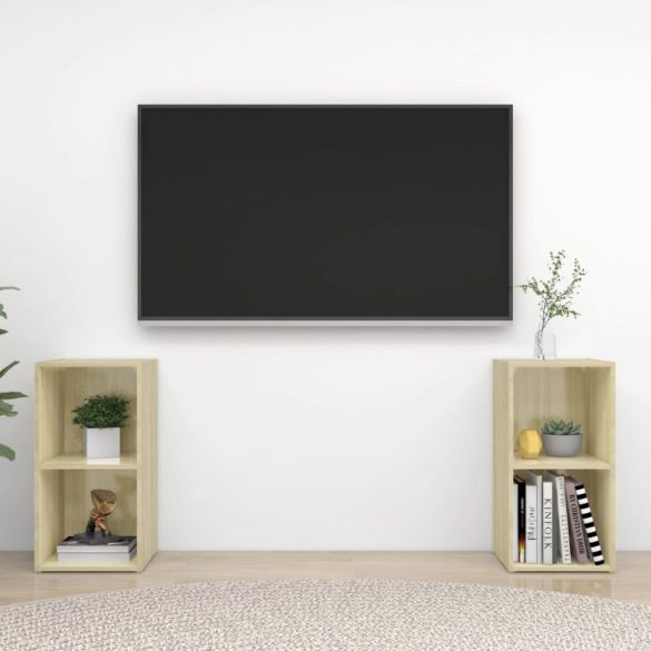 2 db sonoma tölgy színű szerelt fa TV-szekrény 72x35x36,5 cm