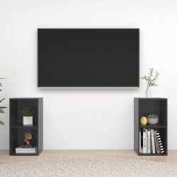   2 db magasfényű szürke szerelt fa TV-szekrény 72 x 35 x 36,5 cm