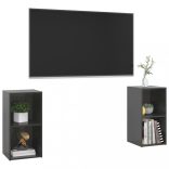 2 db magasfényű szürke szerelt fa TV-szekrény 72 x 35 x 36,5 cm