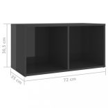 2 db magasfényű szürke szerelt fa TV-szekrény 72 x 35 x 36,5 cm