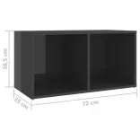 2 db magasfényű szürke szerelt fa TV-szekrény 72 x 35 x 36,5 cm