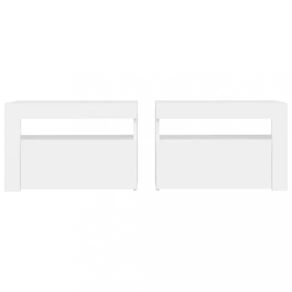 2 db fehér éjjeliszekrény LED-del 60 x 35 x 40 cm