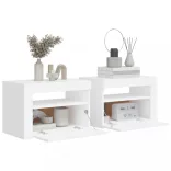 2 db fehér éjjeliszekrény LED-del 60 x 35 x 40 cm