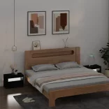 2 db fekete éjjeliszekrény LED-del 60 x 35 x 40 cm