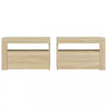 2 db füstös tölgy színű éjjeliszekrény LED-del 60 x 35 x 40 cm