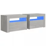 2 db betonszürke éjjeliszekrény LED-del 60 x 35 x 40 cm