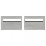 2 db betonszürke éjjeliszekrény LED-del 60 x 35 x 40 cm