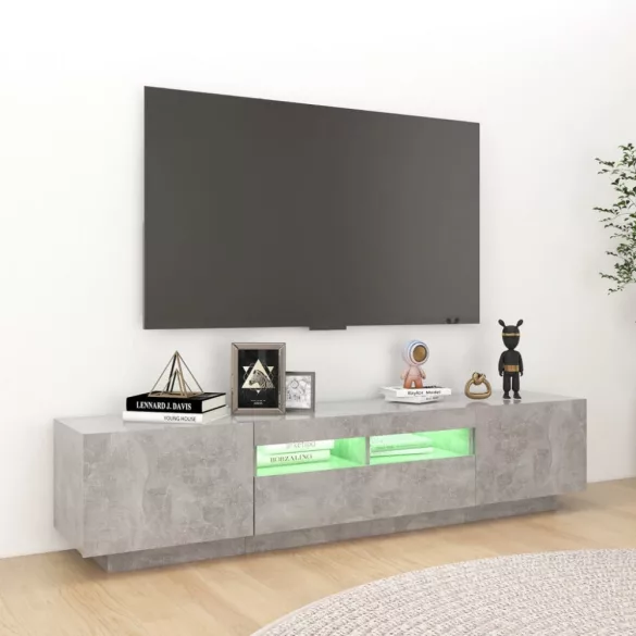 betonszürke TV-szekrény LED-lámpákkal 180 x 35 x 40 cm