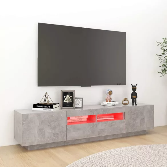 betonszürke TV-szekrény LED-lámpákkal 180 x 35 x 40 cm