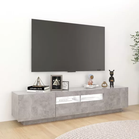 betonszürke TV-szekrény LED-lámpákkal 180 x 35 x 40 cm
