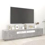 betonszürke TV-szekrény LED-lámpákkal 200 x 35 x 40 cm