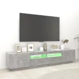betonszürke TV-szekrény LED-lámpákkal 200 x 35 x 40 cm