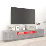betonszürke TV-szekrény LED-lámpákkal 200 x 35 x 40 cm