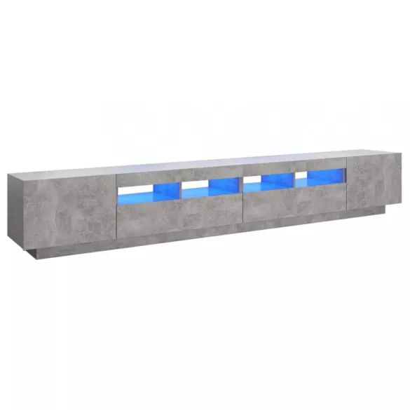 betonszürke TV-szekrény LED-lámpákkal 260 x 35 x 40 cm