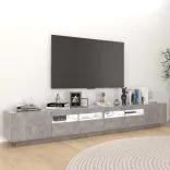 betonszürke TV-szekrény LED-lámpákkal 260 x 35 x 40 cm