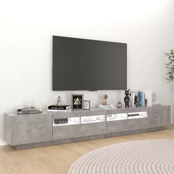 betonszürke TV-szekrény LED-lámpákkal 260 x 35 x 40 cm