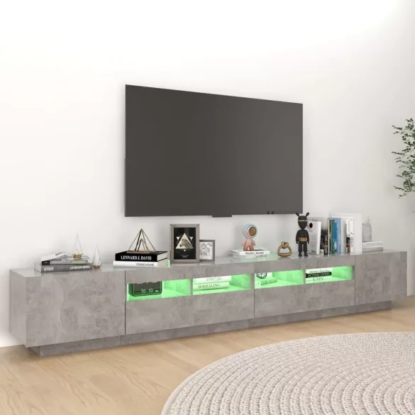 betonszürke TV-szekrény LED-lámpákkal 260 x 35 x 40 cm