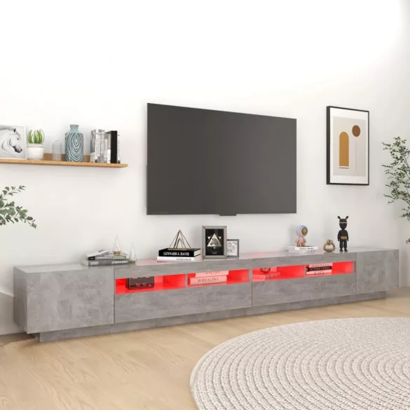 betonszürke TV-szekrény LED-lámpákkal 300 x 35 x 40 cm