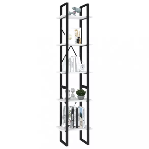 5 szintes fehér szerelt fa könyvszekrény 40 x 30 x 175 cm