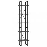 5 szintes szürke szerelt fa könyvszekrény 40 x 30 x 175 cm