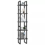 5 szintes szürke szerelt fa könyvszekrény 40 x 30 x 175 cm