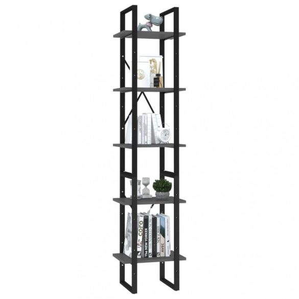 5 szintes szürke szerelt fa könyvszekrény 40 x 30 x 175 cm