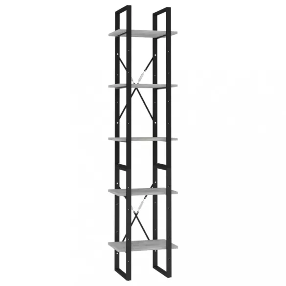 5 szintes betonszürke szerelt fa könyvszekrény 40 x 30 x 175 cm