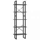 5 szintes szürke szerelt fa könyvszekrény 60 x 30 x 175 cm