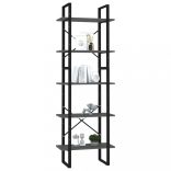 5 szintes szürke szerelt fa könyvszekrény 60 x 30 x 175 cm