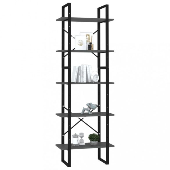 5 szintes szürke szerelt fa könyvszekrény 60 x 30 x 175 cm