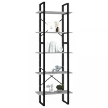 5 szintes betonszürke szerelt fa könyvszekrény 60 x 30 x 175 cm
