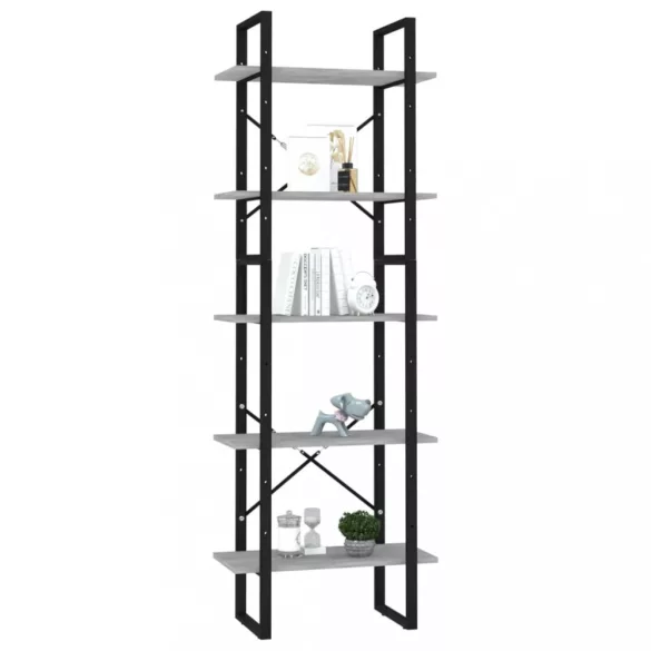5 szintes betonszürke szerelt fa könyvszekrény 60 x 30 x 175 cm