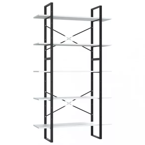 5 szintes fehér szerelt fa könyvszekrény 100 x 30 x 175 cm