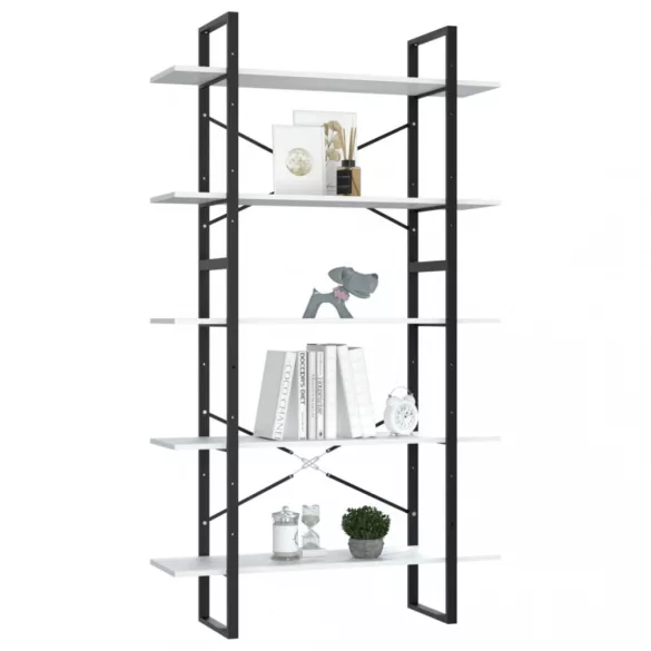 5 szintes fehér szerelt fa könyvszekrény 100 x 30 x 175 cm