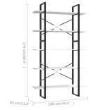 5 szintes fehér szerelt fa könyvszekrény 100 x 30 x 175 cm