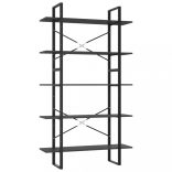 5 szintes szürke szerelt fa könyvszekrény 100 x 30 x 175 cm